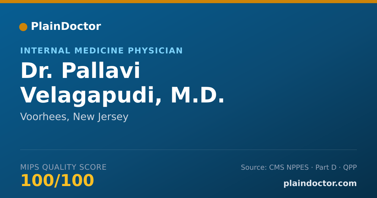 Shareable card for Pallavi Velagapudi, M.D. - Internal Medicine Physician, Voorhees, NJ