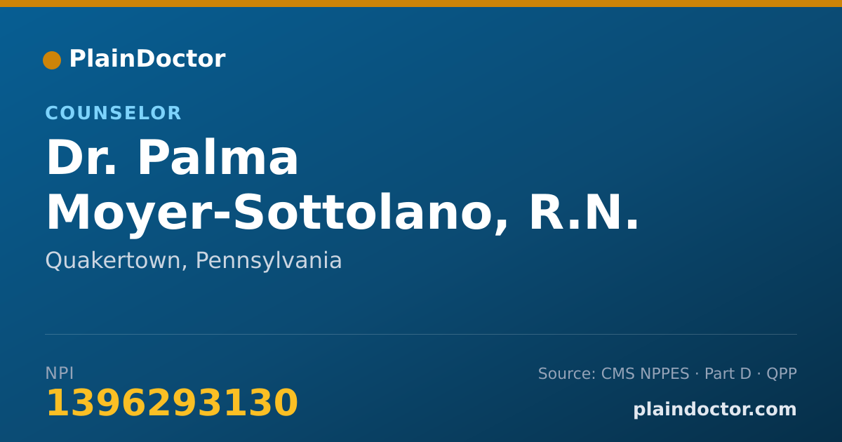 Shareable card for Palma Moyer-Sottolano, R.N. CAC, CLC - Counselor, Quakertown, PA