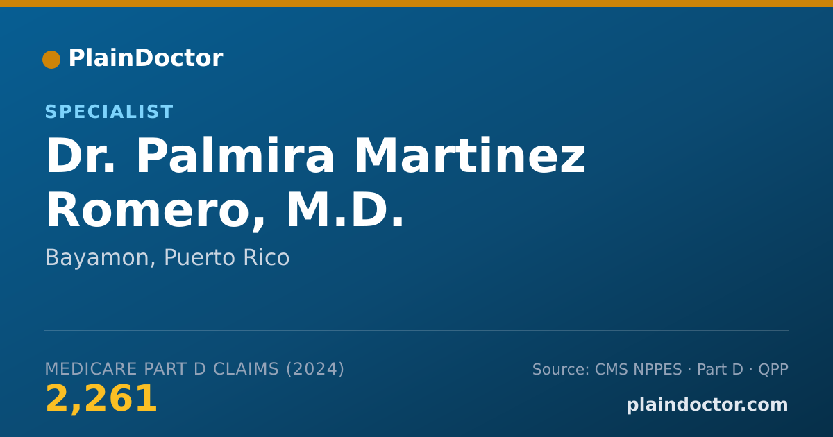 Shareable card for Palmira Martinez Romero, M.D. - Specialist, Bayamon, PR