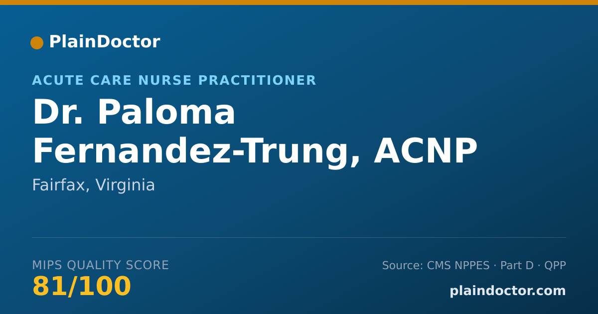 Shareable card for Paloma Fernandez-Trung, ACNP - Acute Care Nurse Practitioner, Fairfax, VA