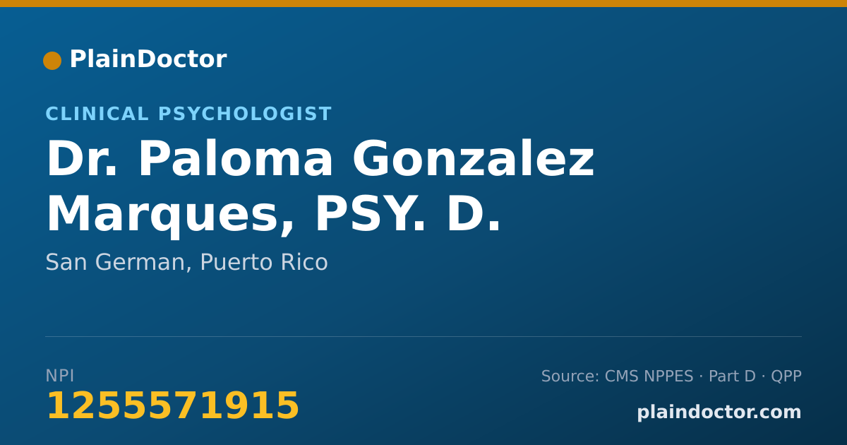 Shareable card for Paloma Gonzalez Marques, PSY. D. - Clinical Psychologist, San German, PR
