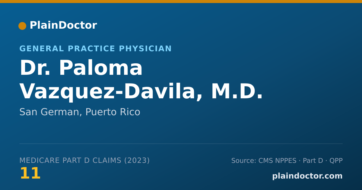 Shareable card for Paloma Vazquez-Davila, M.D. - General Practice Physician, San German, PR