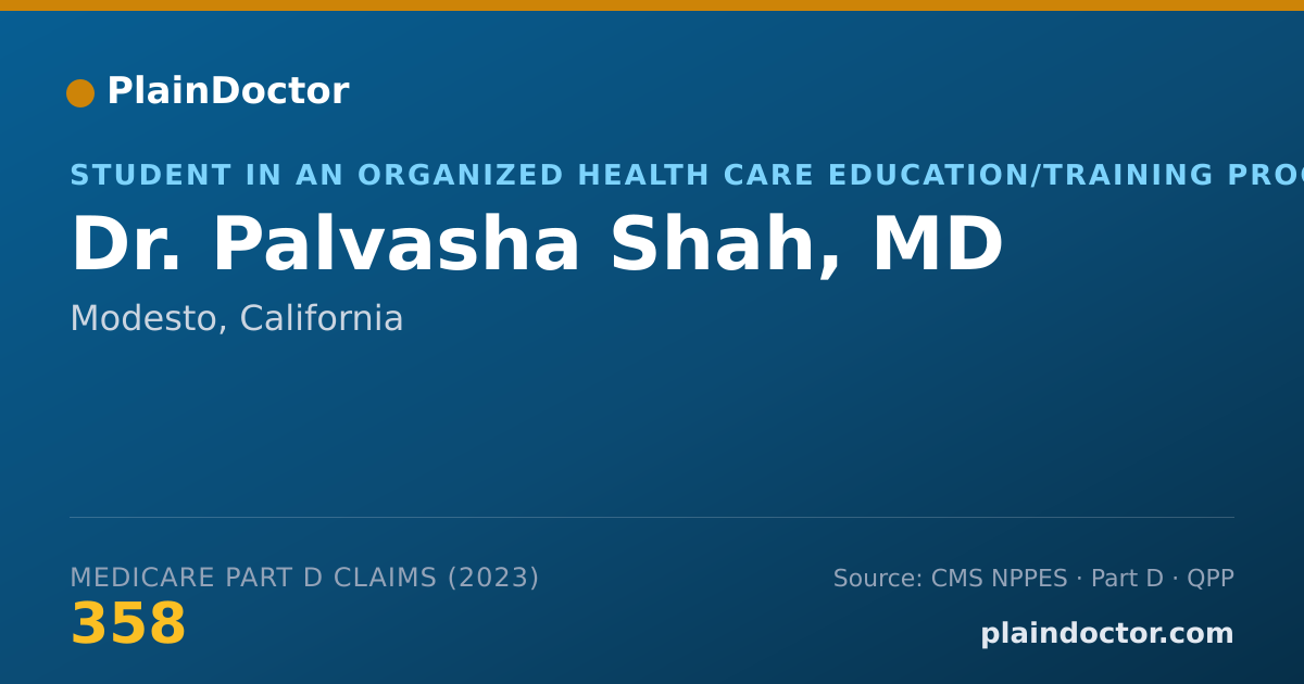 Shareable card for Palvasha Shah, MD - Student in an Organized Health Care Education/Training Program, Modesto, CA