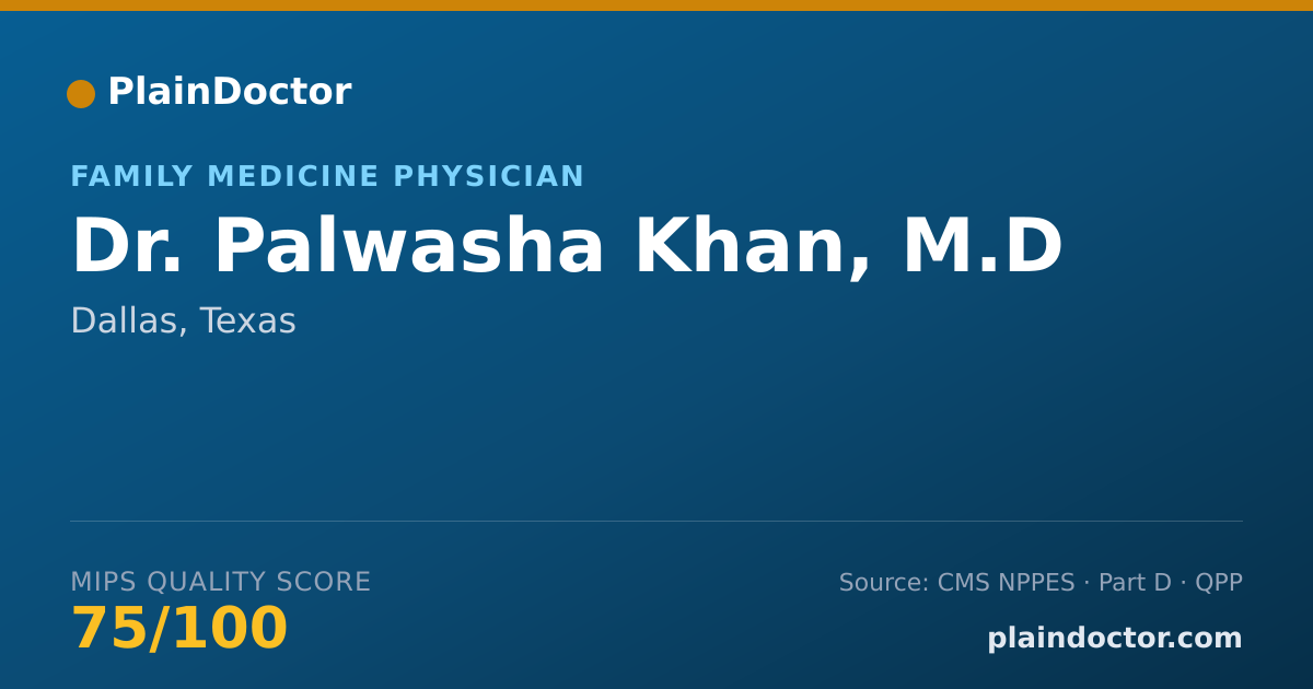 Shareable card for Palwasha Khan, M.D - Family Medicine Physician, Dallas, TX