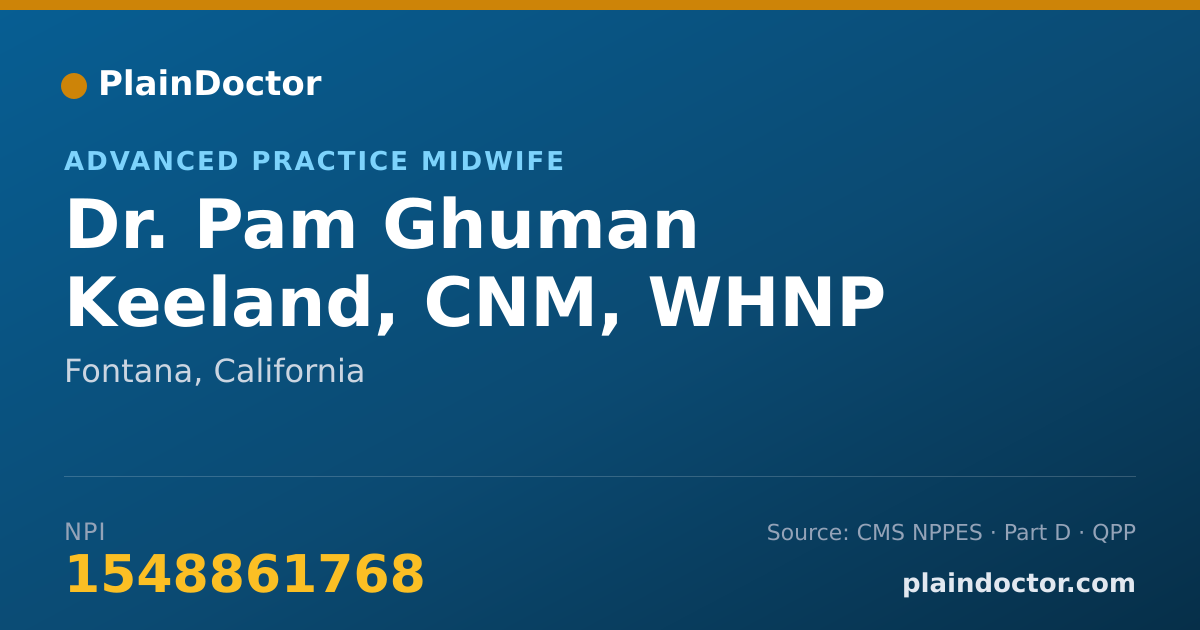 Shareable card for Pam Ghuman Keeland, CNM, WHNP - Advanced Practice Midwife, Fontana, CA
