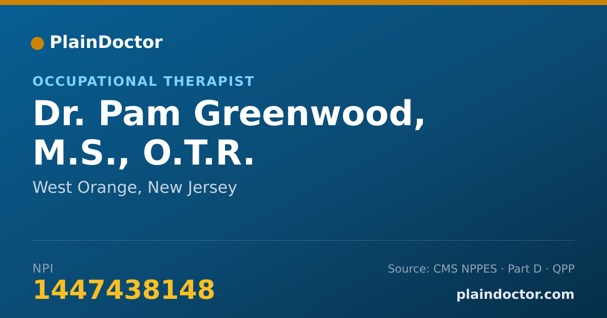 Shareable card for Pam Greenwood, M.S., O.T.R. - Occupational Therapist, West Orange, NJ