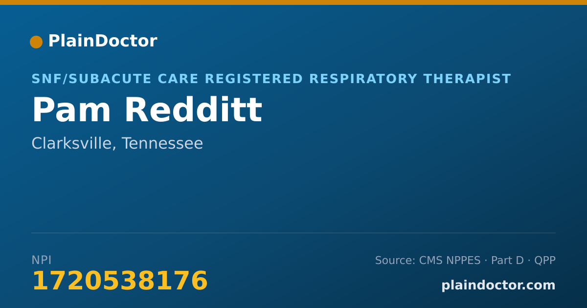 Shareable card for Pam Redditt - SNF/Subacute Care Registered Respiratory Therapist, Clarksville, TN
