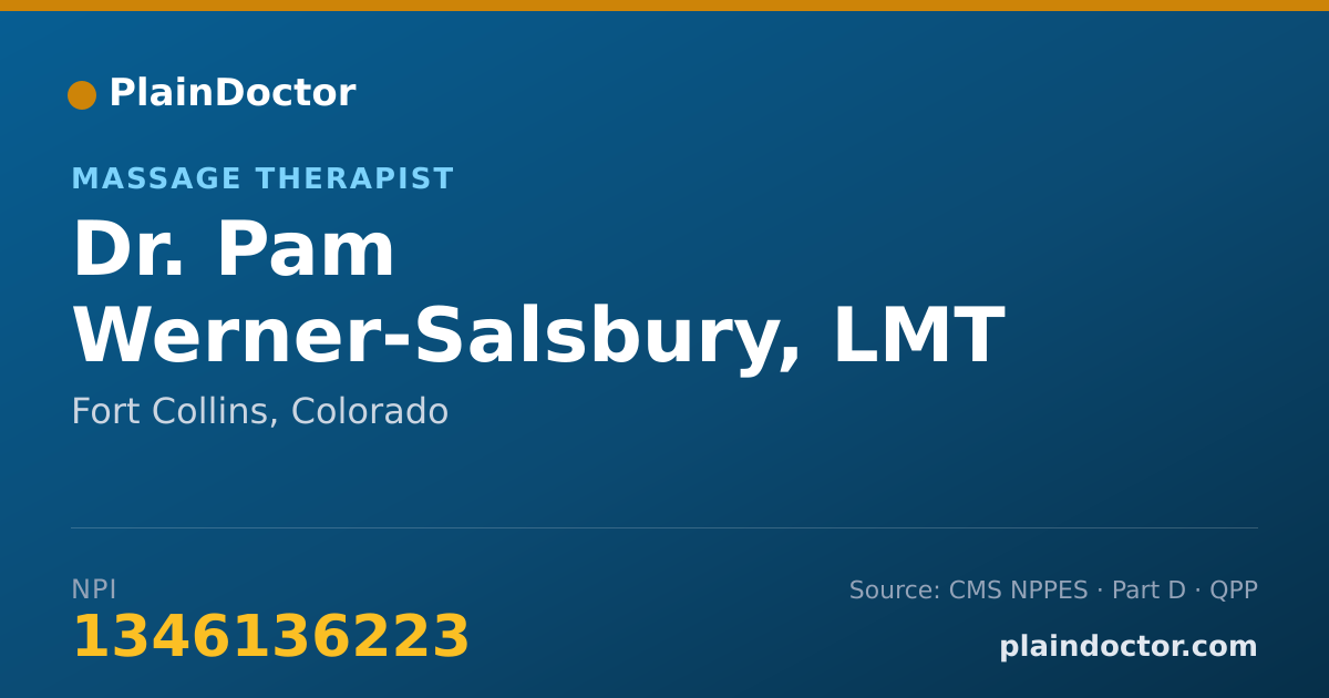 Shareable card for Pam Werner-Salsbury, LMT - Massage Therapist, Fort Collins, CO