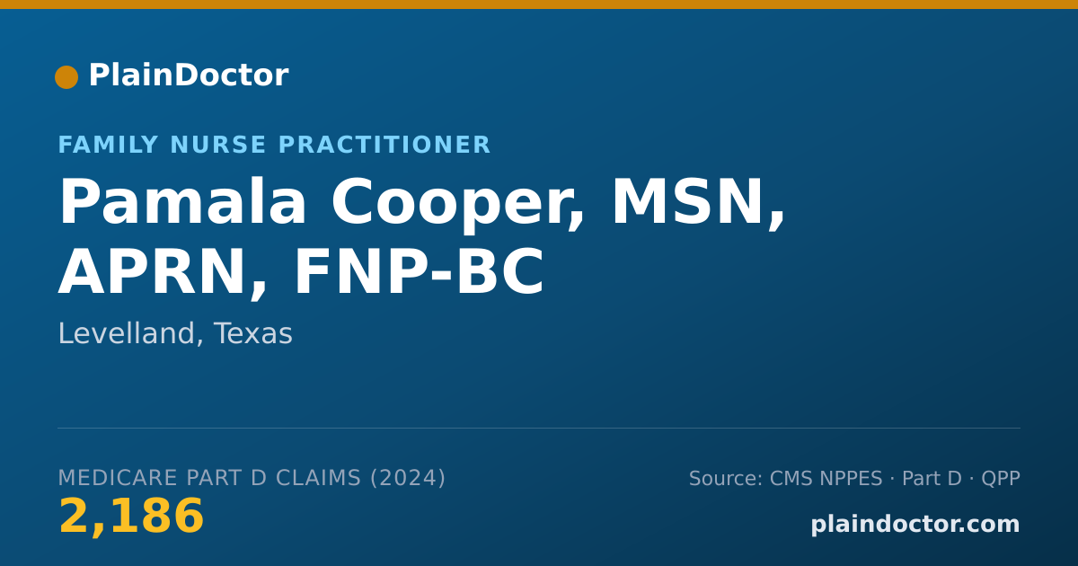 Shareable card for Pamala Cooper, MSN, APRN, FNP-BC - Family Nurse Practitioner, Levelland, TX