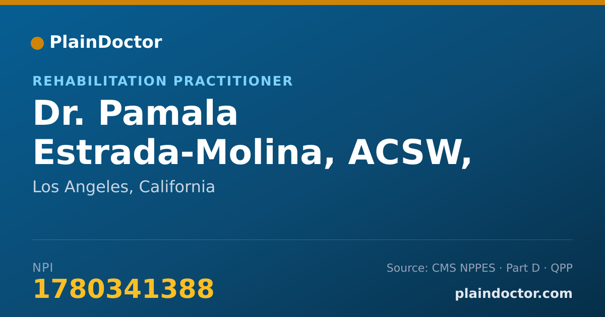 Shareable card for Pamala Estrada-Molina, ACSW, MSW - Rehabilitation Practitioner, Los Angeles, CA