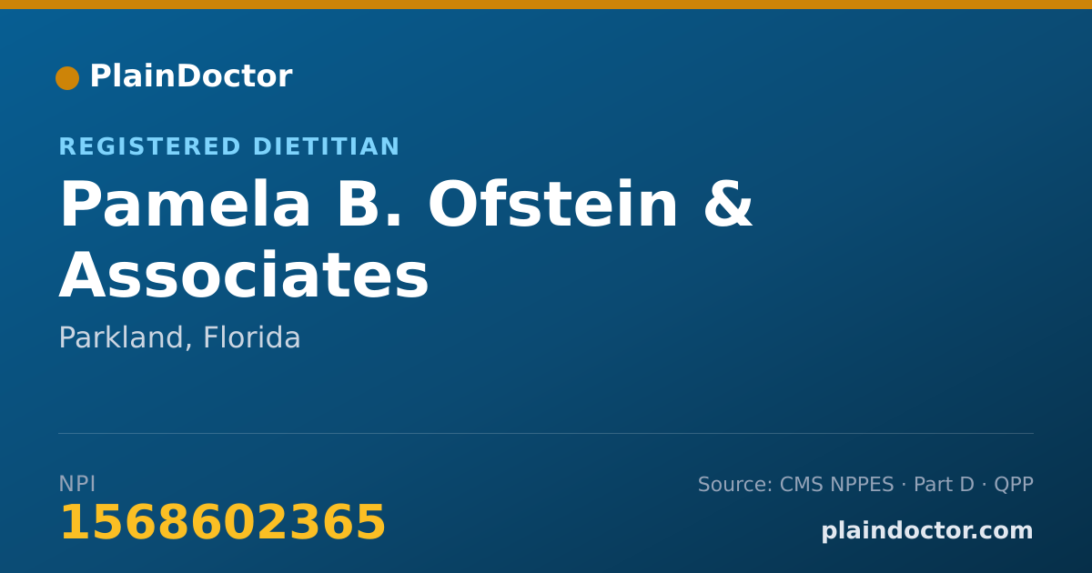 Shareable card for Pamela B. Ofstein & Associates - Registered Dietitian, Parkland, FL