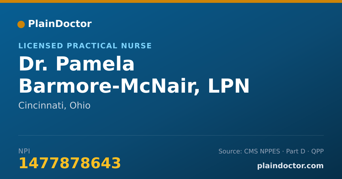 Shareable card for Pamela Barmore-McNair, LPN - Licensed Practical Nurse, Cincinnati, OH