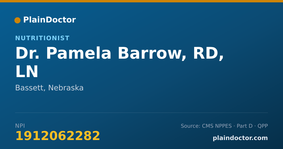 Shareable card for Pamela Barrow, RD, LN - Nutritionist, Bassett, NE