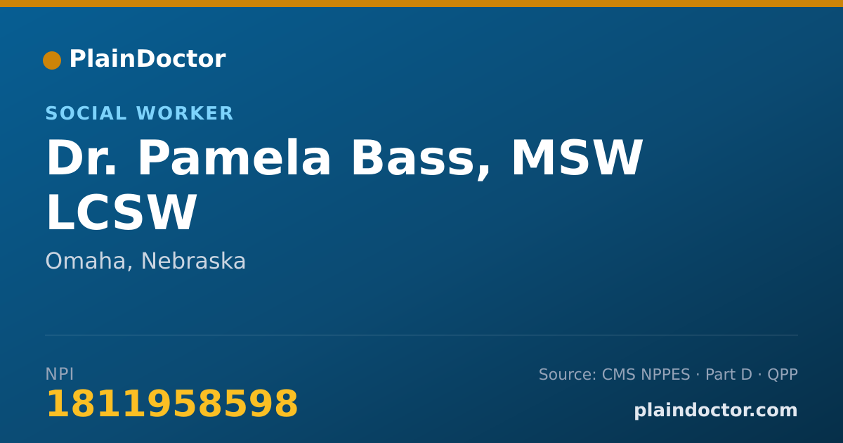Shareable card for Pamela Bass, MSW LCSW - Social Worker, Omaha, NE