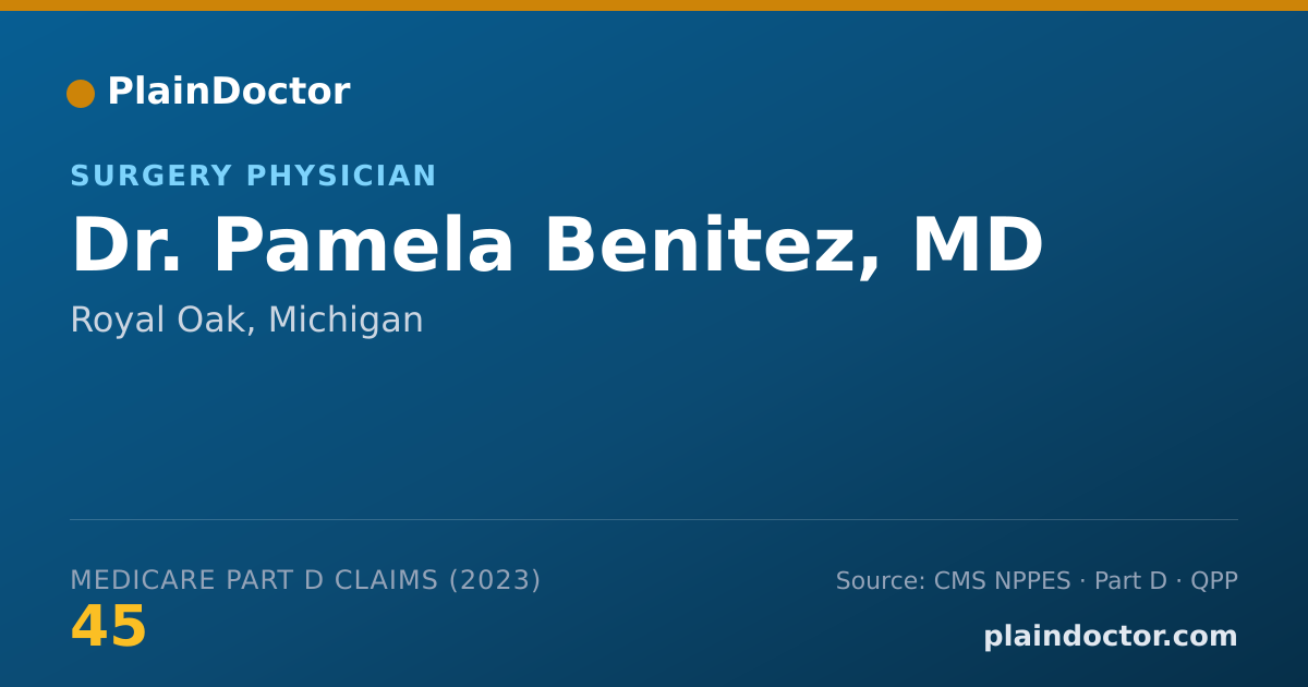 Shareable card for Pamela Benitez, MD - Surgery Physician, Royal Oak, MI