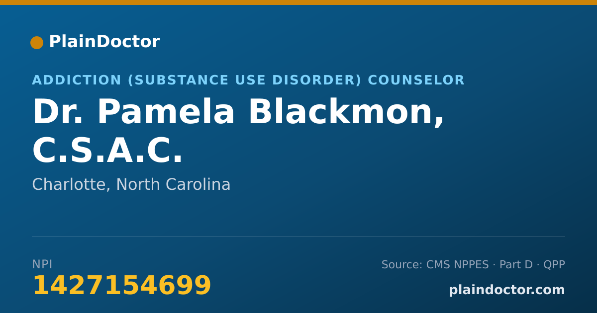 Shareable card for Pamela Blackmon, C.S.A.C. - Addiction (Substance Use Disorder) Counselor, Charlotte, NC