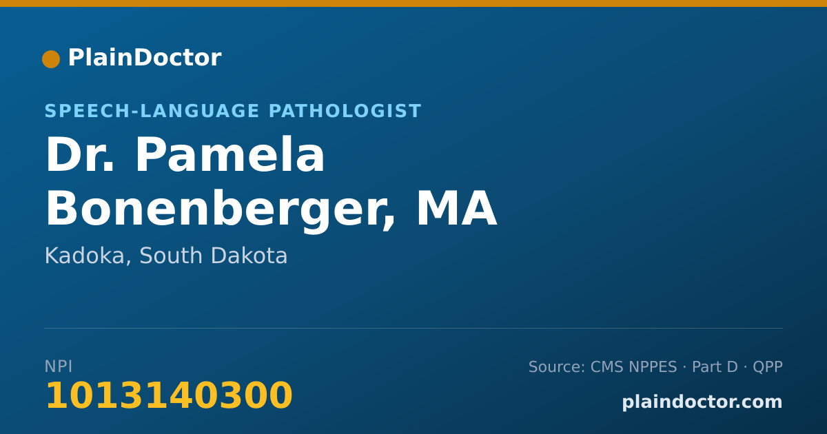 Shareable card for Pamela Bonenberger, MA - Speech-Language Pathologist, Kadoka, SD