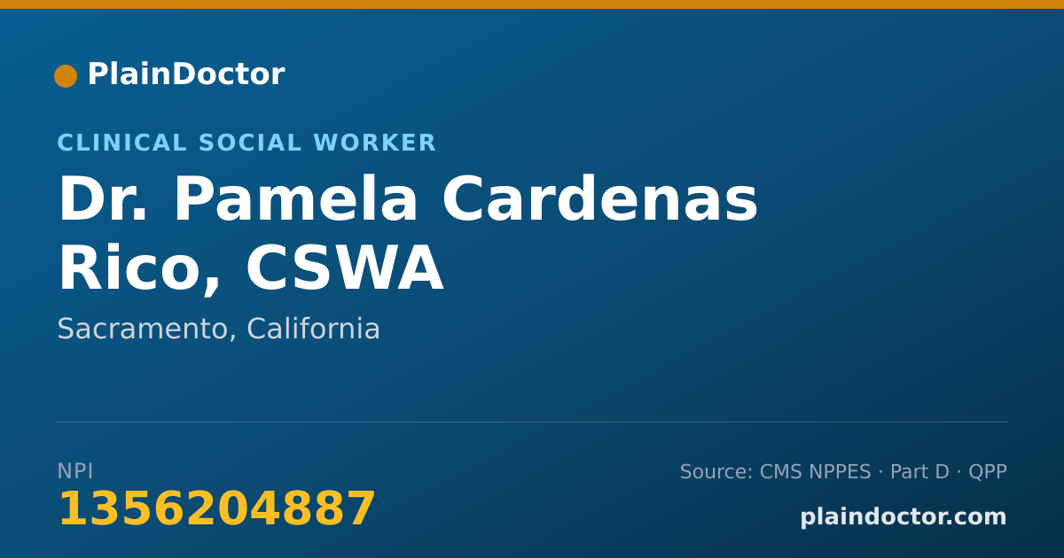 Shareable card for Pamela Cardenas Rico, CSWA - Clinical Social Worker, Sacramento, CA