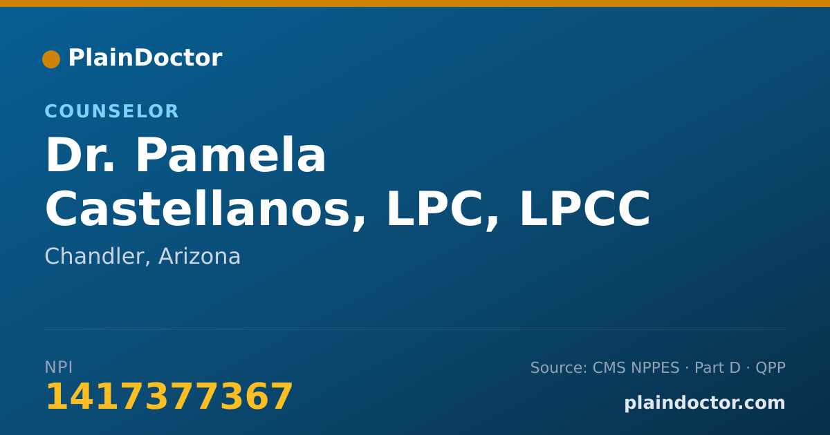 Shareable card for Pamela Castellanos, LPC, LPCC - Counselor, Chandler, AZ