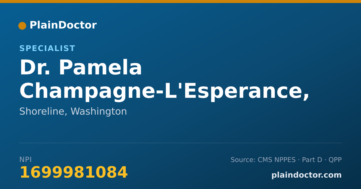 Shareable card for Pamela Champagne-L'Esperance, LMP - Specialist, Shoreline, WA
