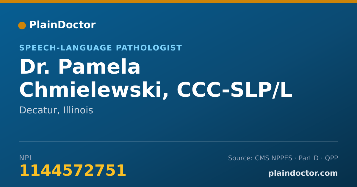 Shareable card for Pamela Chmielewski, CCC-SLP/L - Speech-Language Pathologist, Decatur, IL