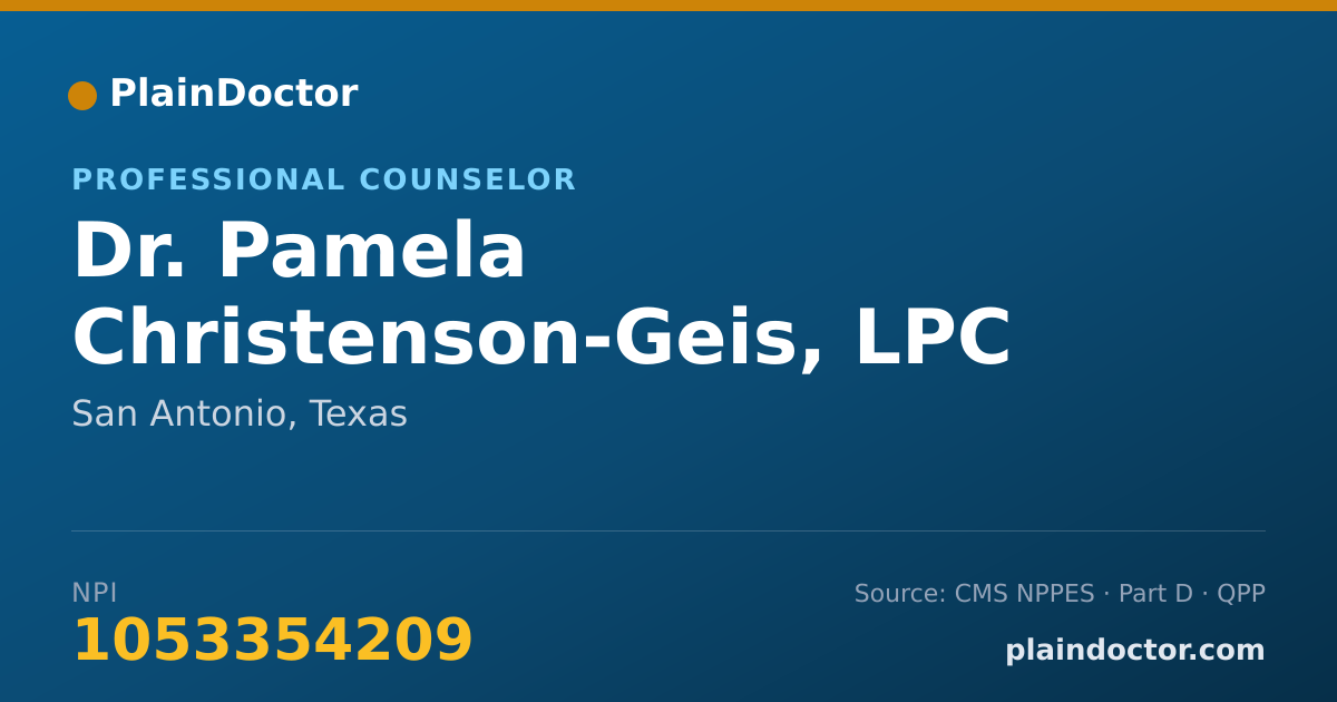 Shareable card for Pamela Christenson-Geis, LPC - Professional Counselor, San Antonio, TX