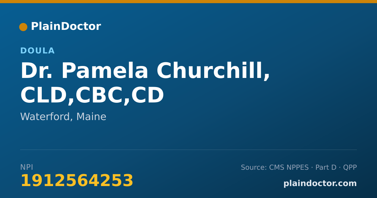 Shareable card for Pamela Churchill, CLD,CBC,CD - Doula, Waterford, ME