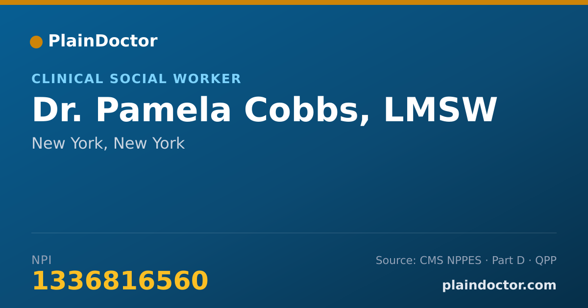 Shareable card for Pamela Cobbs, LMSW - Clinical Social Worker, New York, NY