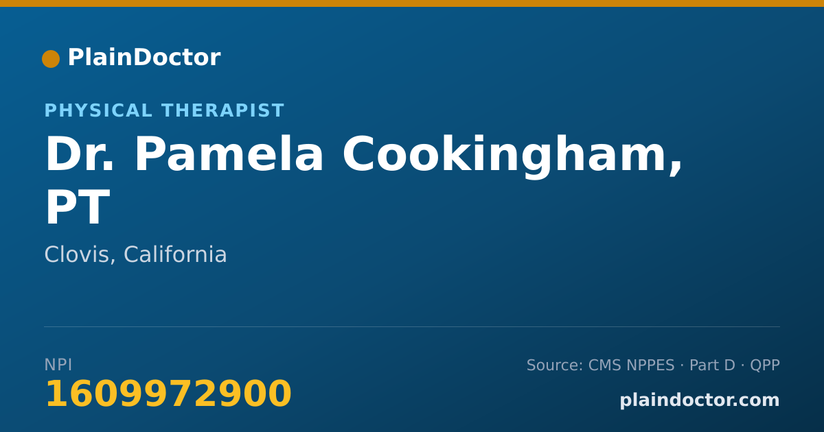 Shareable card for Pamela Cookingham, PT - Physical Therapist, Clovis, CA