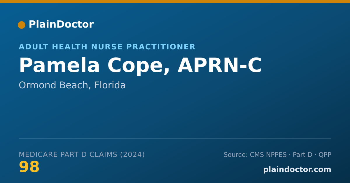 Shareable card for Pamela Cope, APRN-C - Adult Health Nurse Practitioner, Ormond Beach, FL