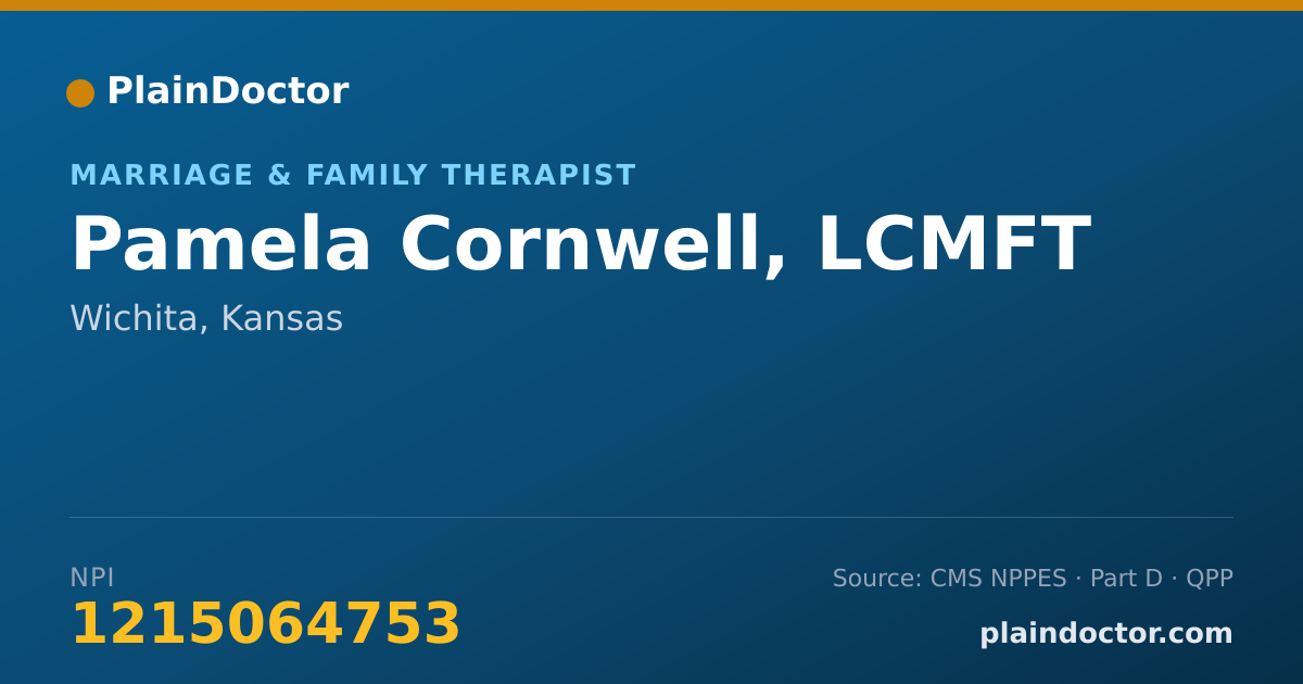 Shareable card for Pamela Cornwell, LCMFT - Marriage & Family Therapist, Wichita, KS