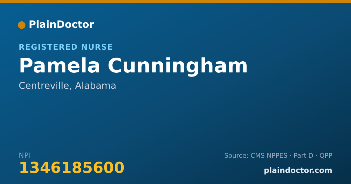 Shareable card for Pamela Cunningham - Sonography Specialist/Technologist Cardiovascular, Centreville, AL
