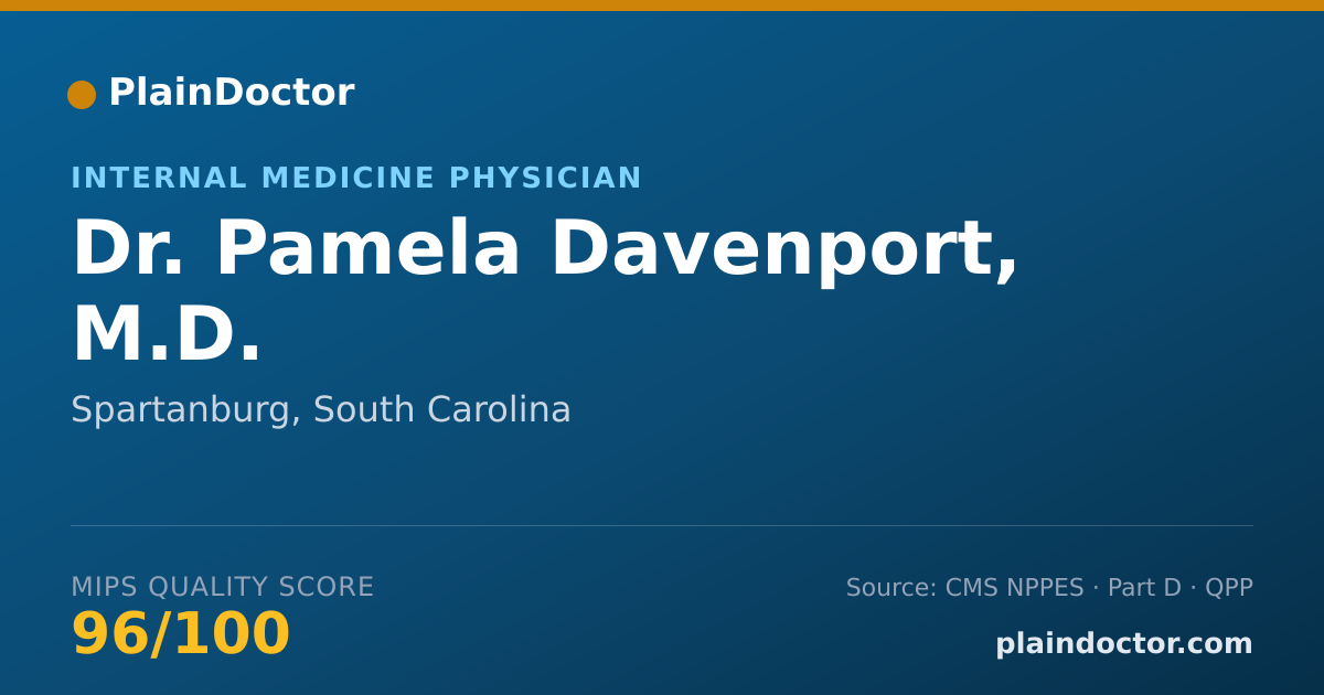 Shareable card for Pamela Davenport, M.D. - Internal Medicine Physician, Spartanburg, SC