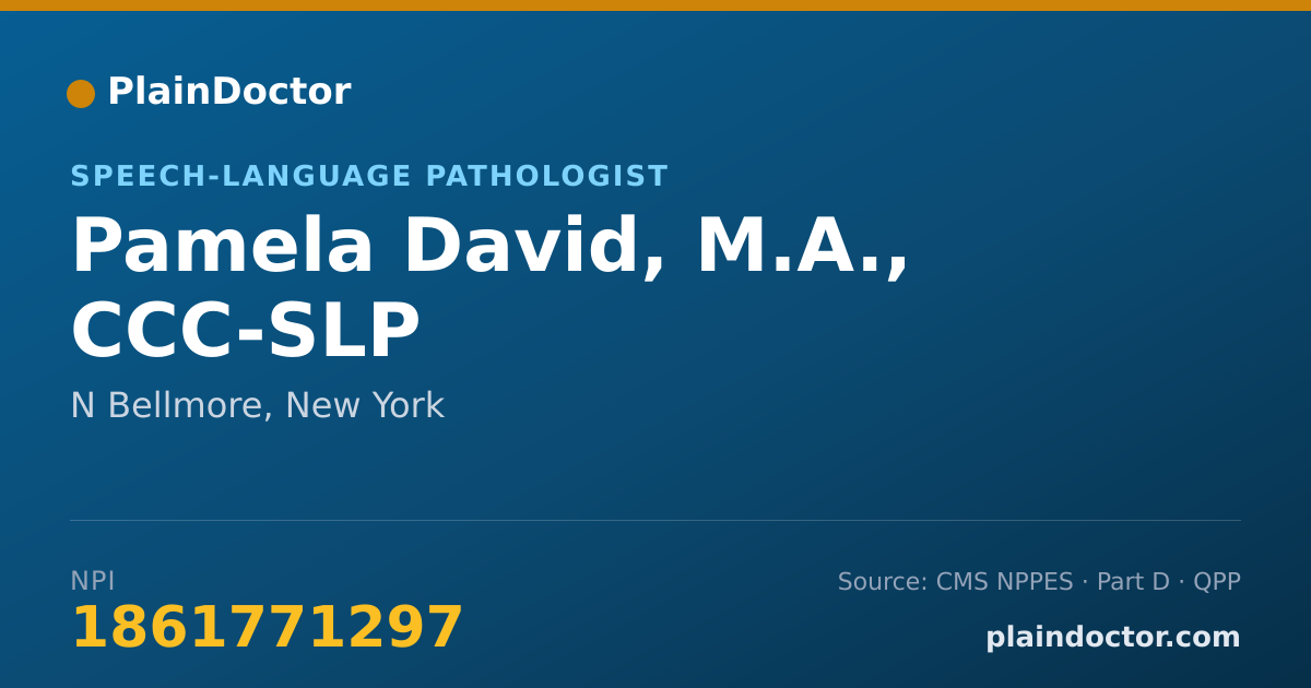 Shareable card for Pamela David, M.A., CCC-SLP - Speech-Language Pathologist, N Bellmore, NY