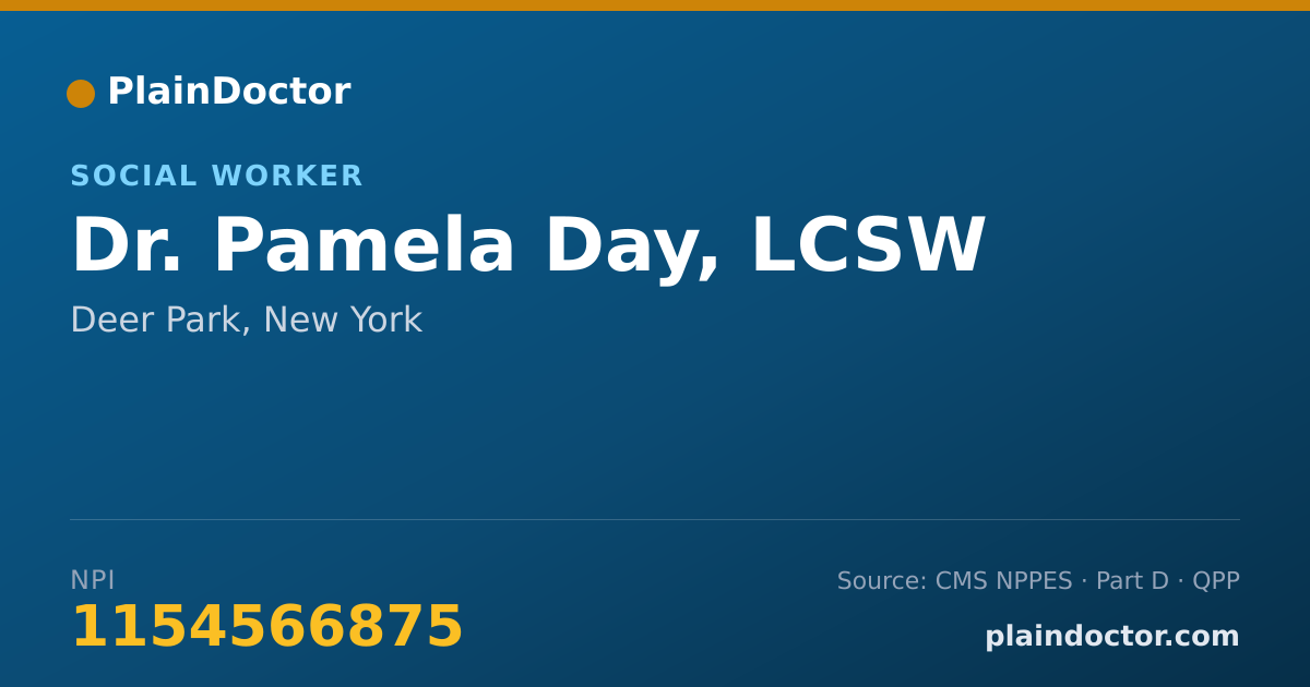 Shareable card for Pamela Day, LCSW - Social Worker, Deer Park, NY