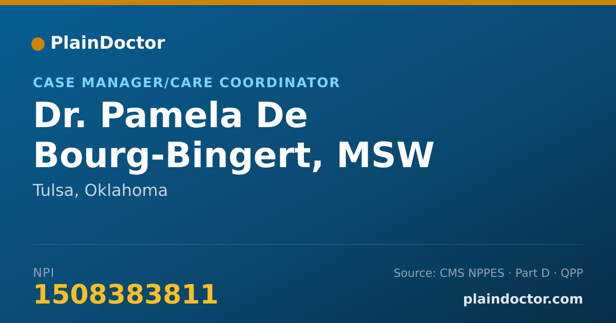Shareable card for Pamela De Bourg-Bingert, MSW - Case Manager/Care Coordinator, Tulsa, OK