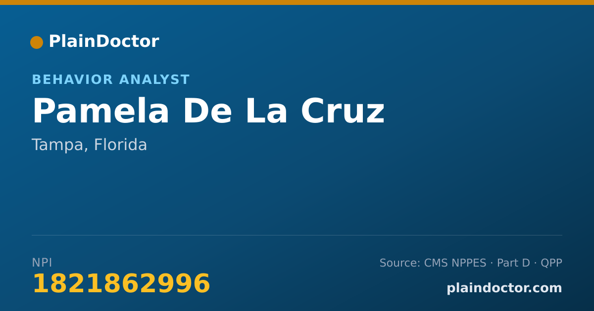 Shareable card for Pamela De La Cruz - Behavior Analyst, Tampa, FL