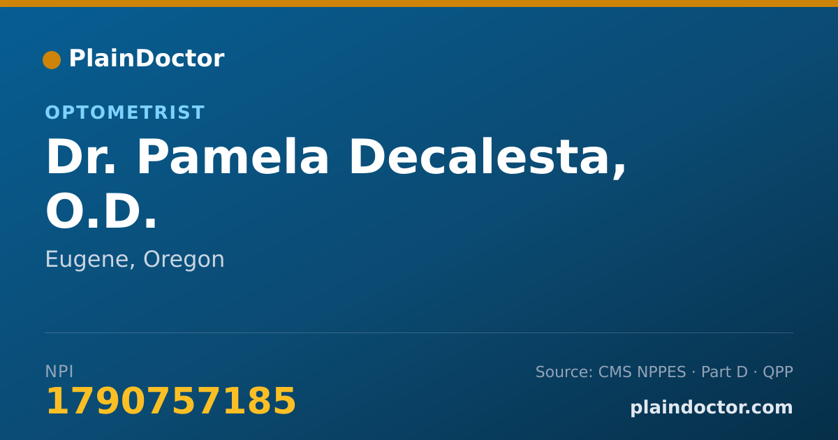 Shareable card for Pamela Decalesta, O.D. - Optometrist, Eugene, OR