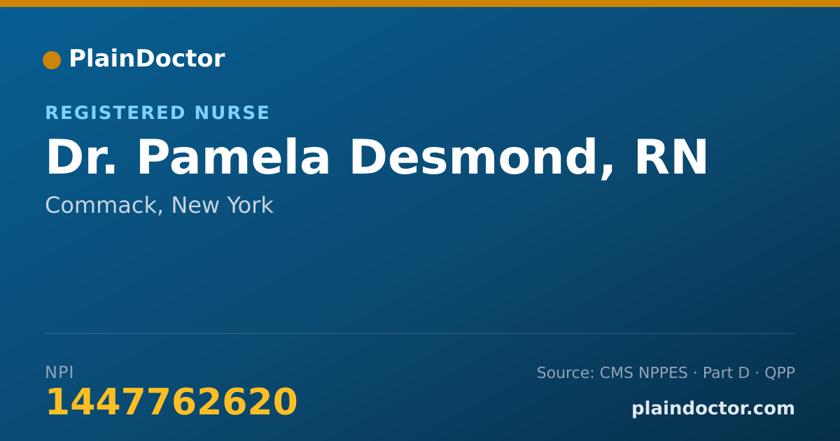 Shareable card for Pamela Desmond, RN - Registered Nurse, Commack, NY
