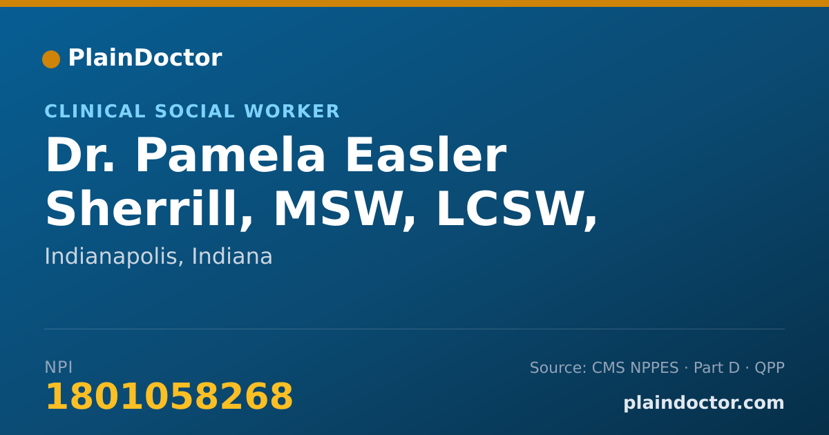 Shareable card for Pamela Easler Sherrill, MSW, LCSW, CSAYC - Clinical Social Worker, Indianapolis, IN