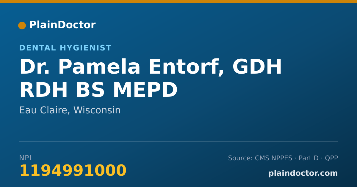 Shareable card for Pamela Entorf, GDH RDH BS MEPD - Dental Hygienist, Eau Claire, WI