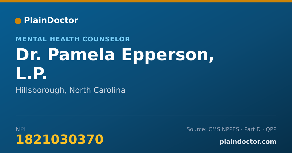 Shareable card for Pamela Epperson, L.P. - Mental Health Counselor, Hillsborough, NC