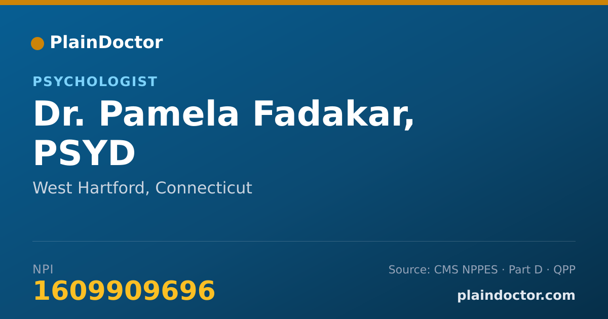 Shareable card for Pamela Fadakar, PSYD - Psychologist, West Hartford, CT