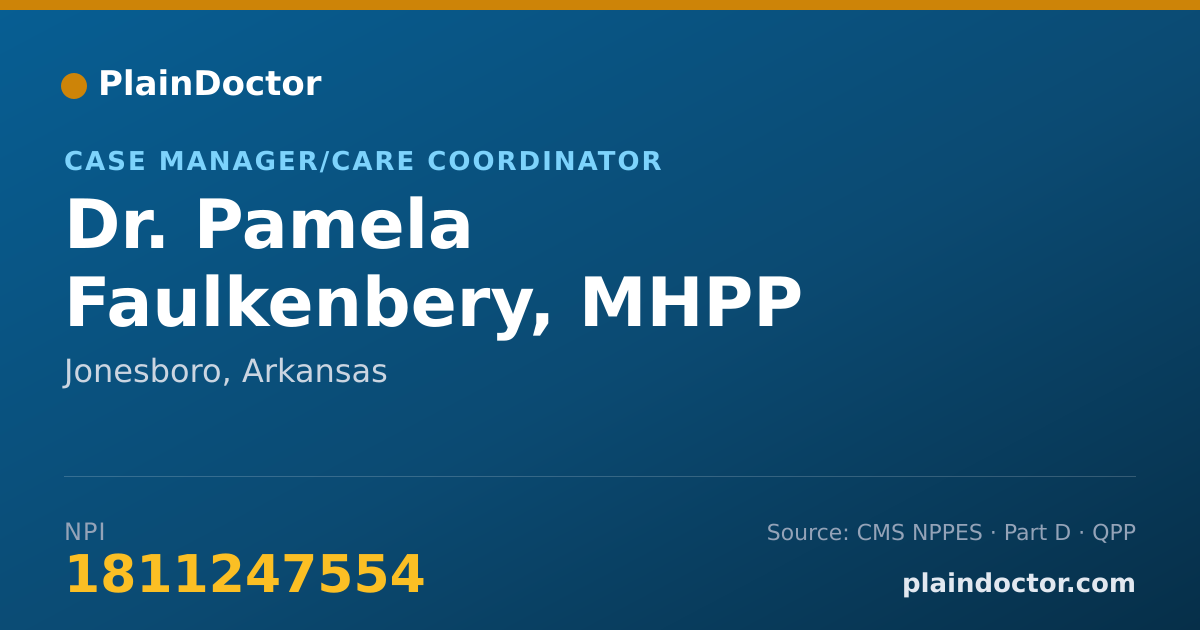 Shareable card for Pamela Faulkenbery, MHPP - Case Manager/Care Coordinator, Jonesboro, AR