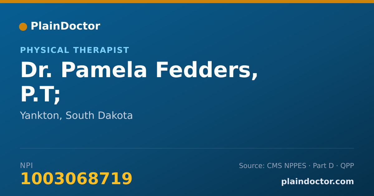 Shareable card for Pamela Fedders, P.T; - Physical Therapist, Yankton, SD