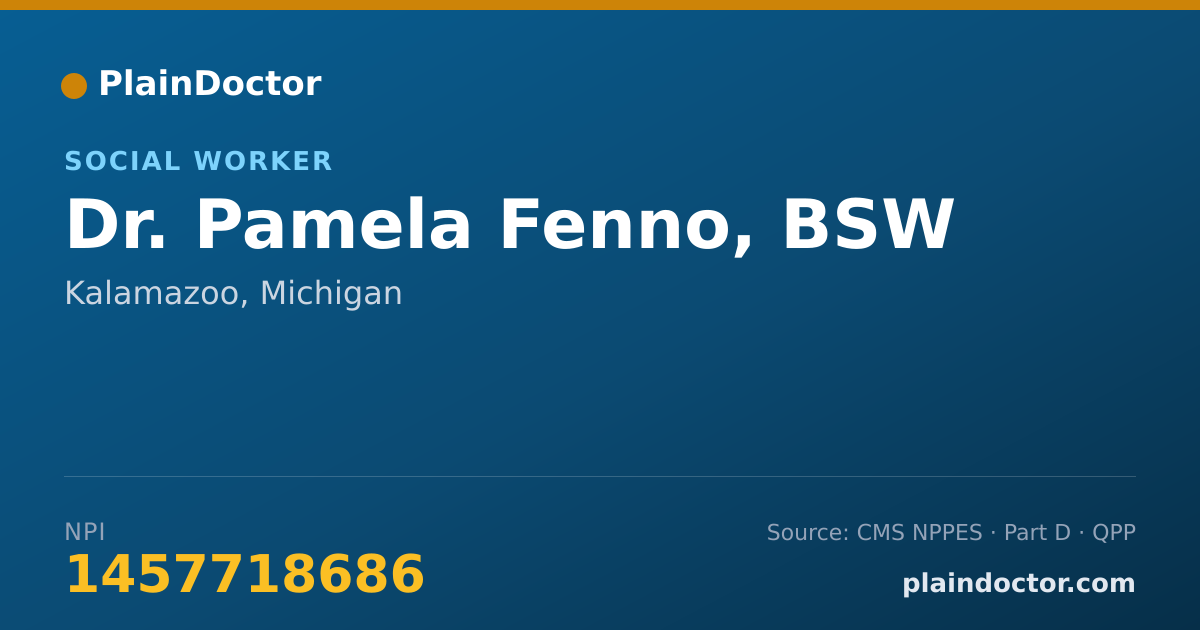 Shareable card for Pamela Fenno, BSW - Social Worker, Kalamazoo, MI