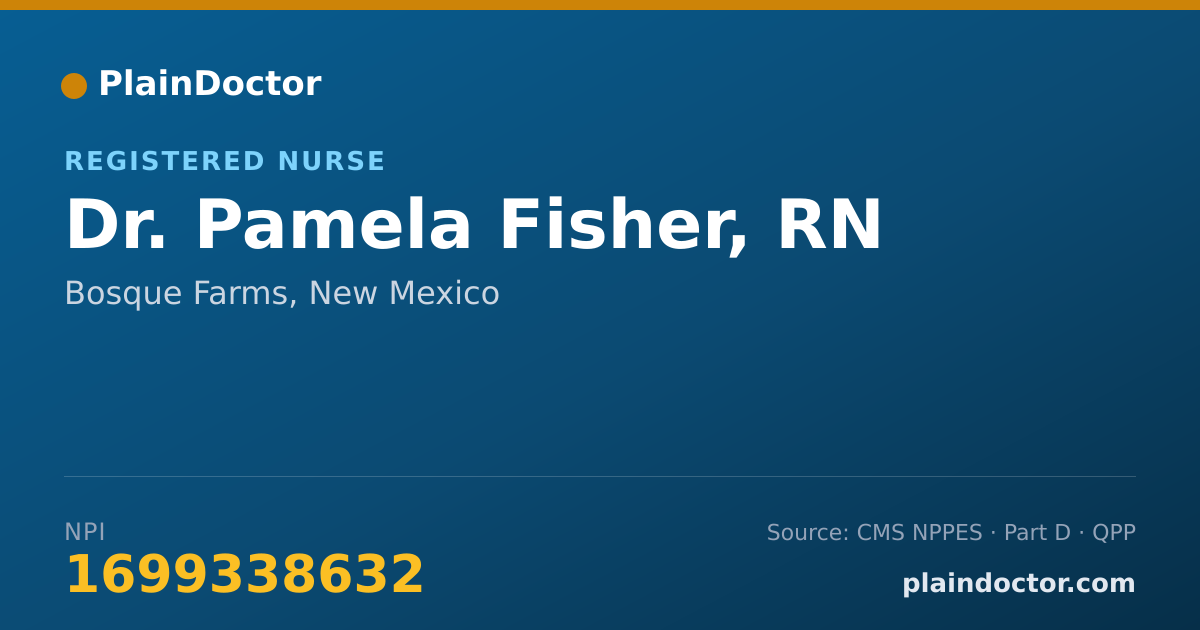 Shareable card for Pamela Fisher, RN - Registered Nurse, Bosque Farms, NM