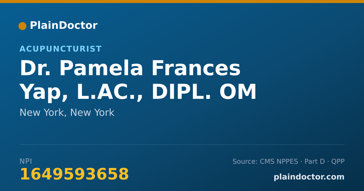 Shareable card for Pamela Frances Yap, L.AC., DIPL. OM - Acupuncturist, New York, NY