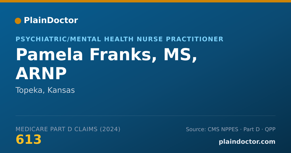 Shareable card for Pamela Franks, MS, ARNP - Psychiatric/Mental Health Nurse Practitioner, Topeka, KS