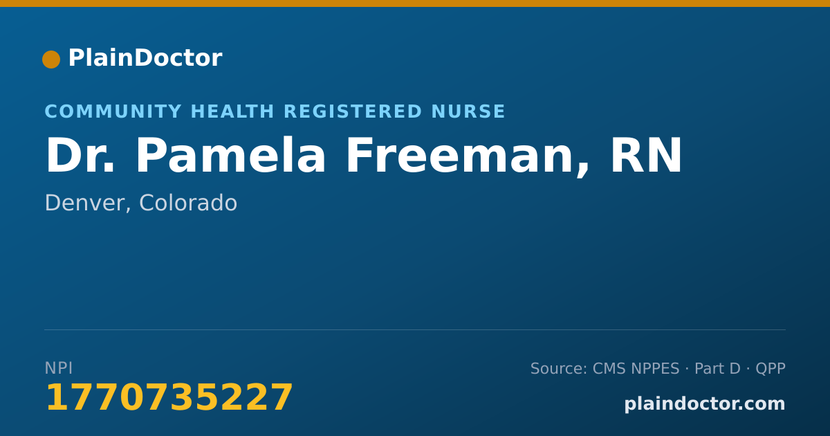 Shareable card for Pamela Freeman, RN - Community Health Registered Nurse, Denver, CO